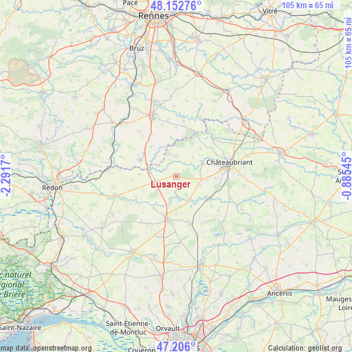 Lusanger on map
