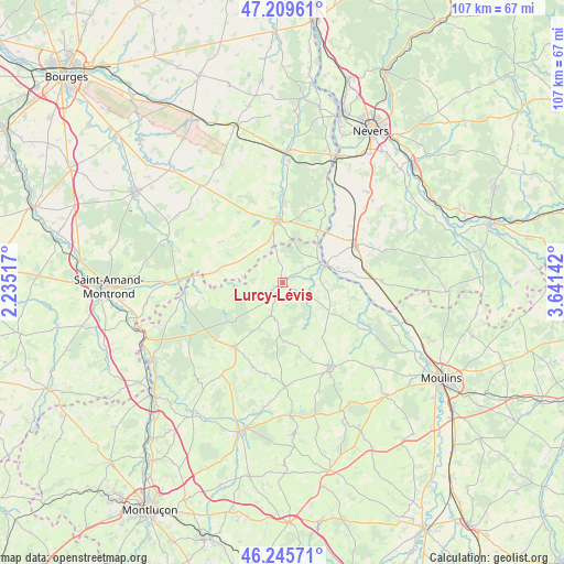 Lurcy-Lévis on map