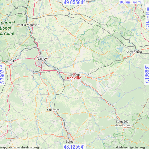 Lunéville on map