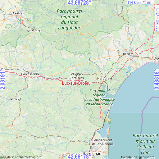 Luc-sur-Orbieu on map
