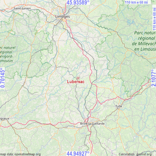 Lubersac on map