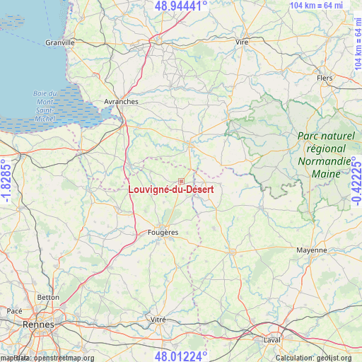 Louvigné-du-Désert on map