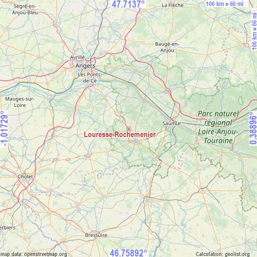 Louresse-Rochemenier on map