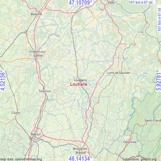 Louhans on map