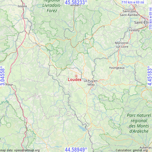 Loudes on map