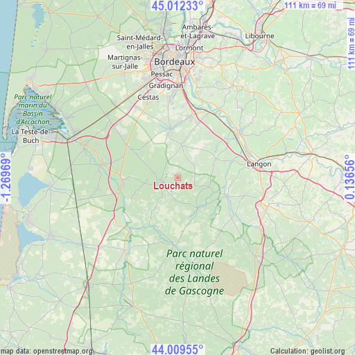 Louchats on map