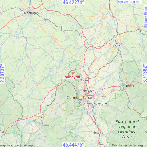 Loubeyrat on map