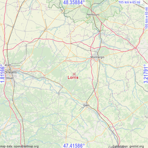 Lorris on map