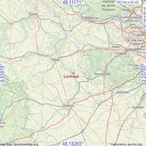 Lormaye on map