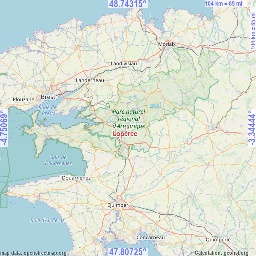 Lopérec on map