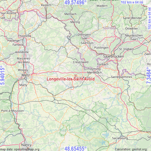 Longeville-lès-Saint-Avold on map