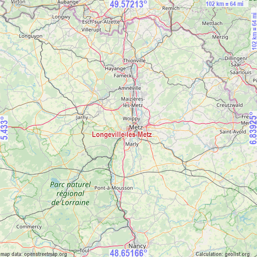 Longeville-lès-Metz on map