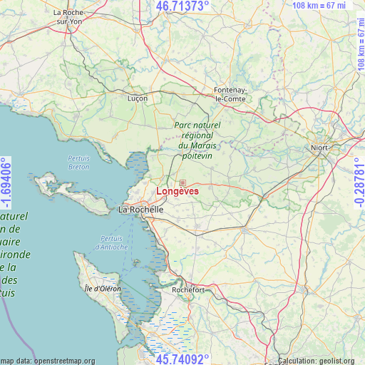 Longèves on map