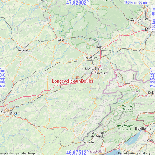 Longevelle-sur-Doubs on map