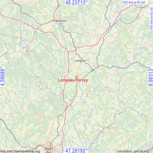 Longeau-Percey on map