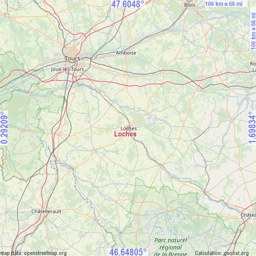 Loches on map