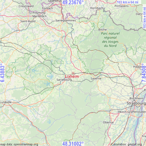Lixheim on map