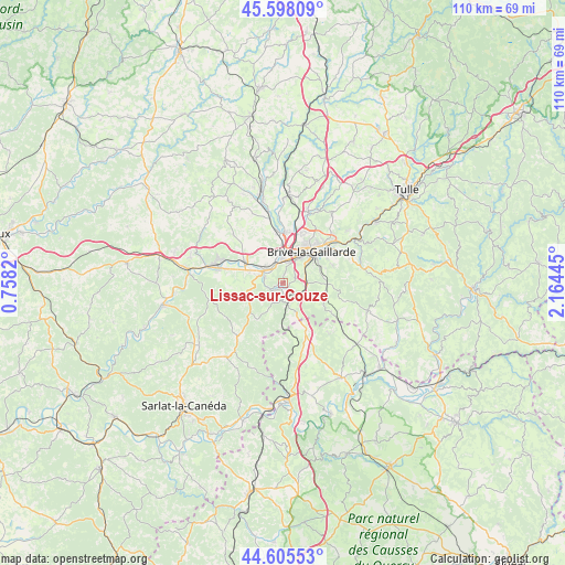 Lissac-sur-Couze on map