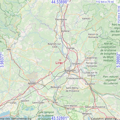 Lirac on map