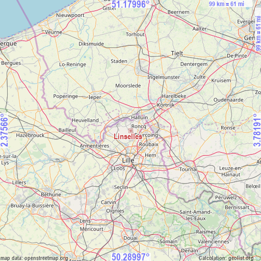 Linselles on map