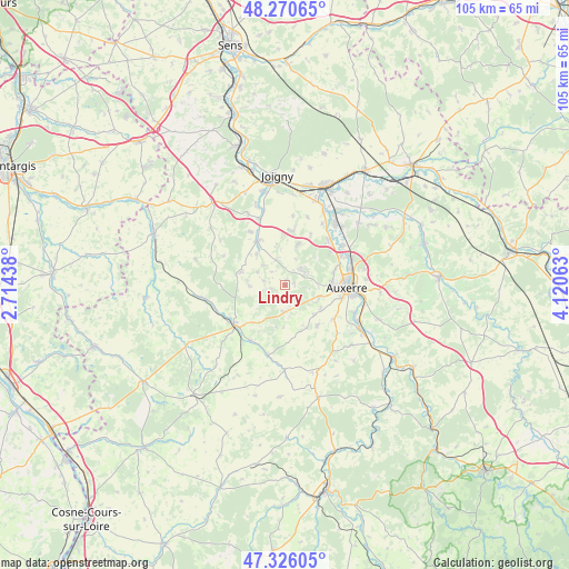 Lindry on map