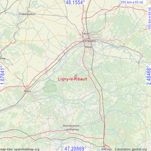 Ligny-le-Ribault on map