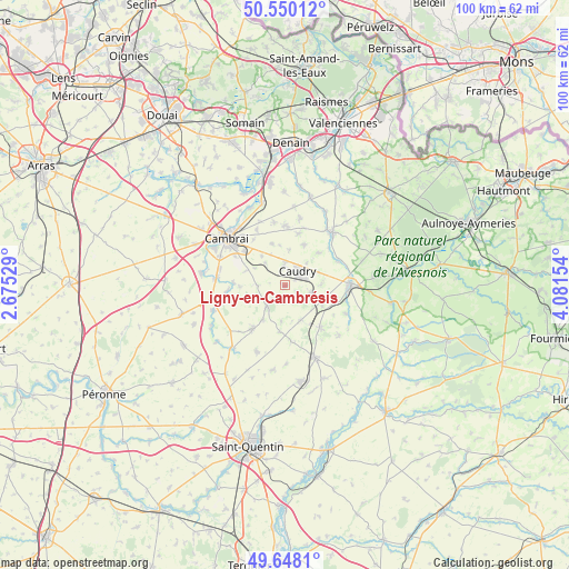 Ligny-en-Cambrésis on map