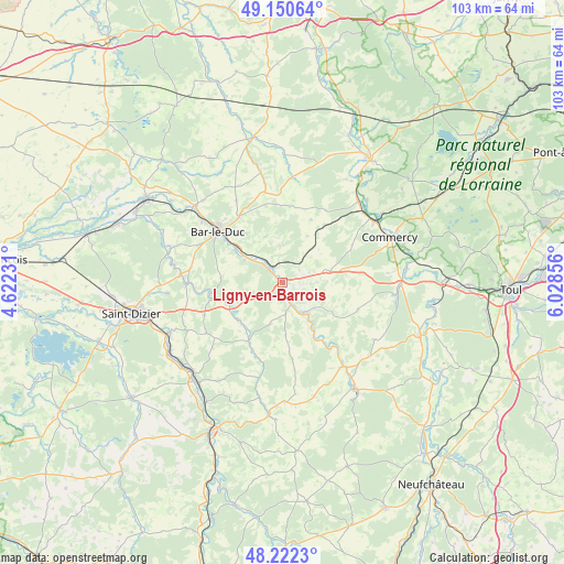 Ligny-en-Barrois on map