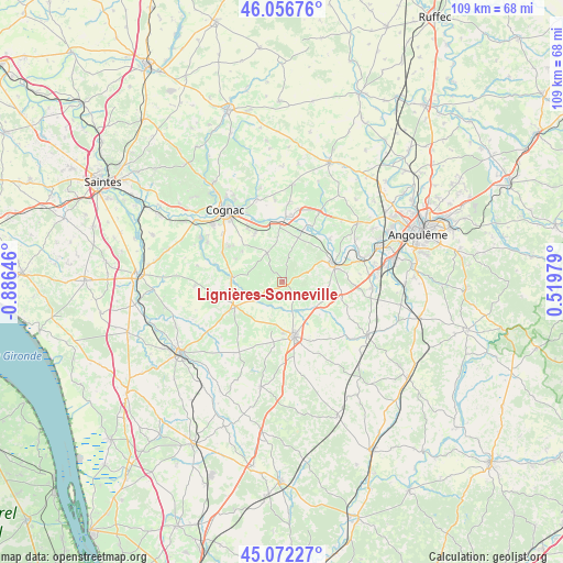 Lignières-Sonneville on map