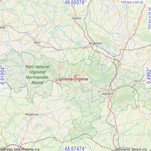 Lignières-Orgères on map