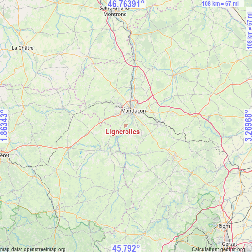 Lignerolles on map