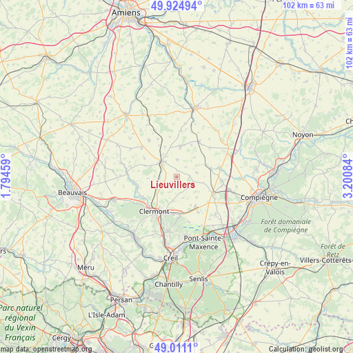 Lieuvillers on map