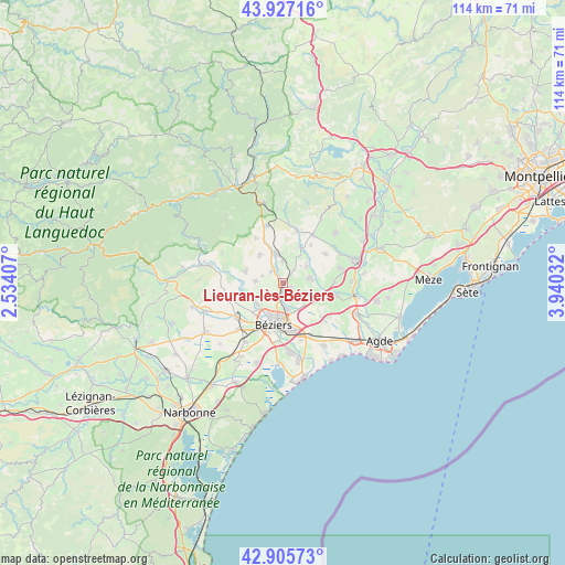 Lieuran-lès-Béziers on map