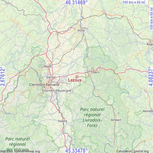 Lezoux on map