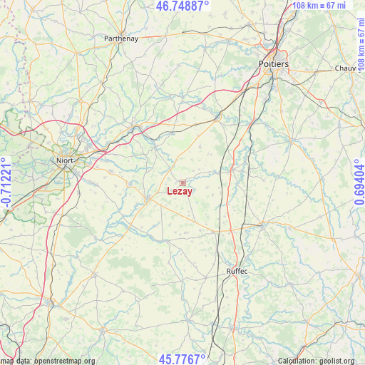 Lezay on map