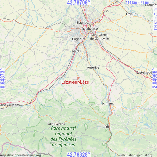 Lézat-sur-Lèze on map