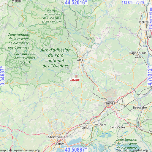 Lézan on map