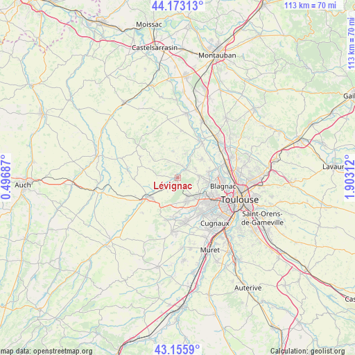 Lévignac on map