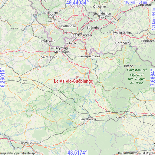 Le Val-de-Guéblange on map