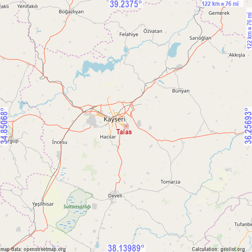 Talas on map