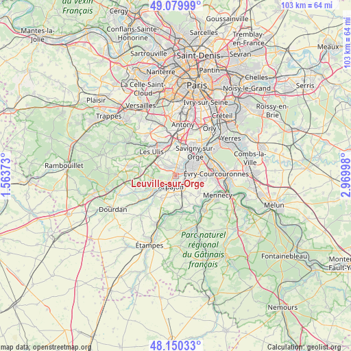 Leuville-sur-Orge on map