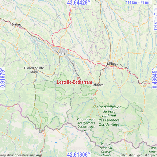Lestelle-Bétharram on map