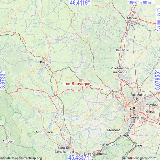 Les Sauvages on map