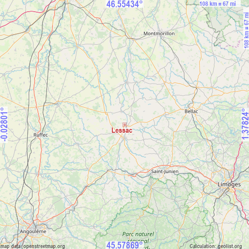 Lessac on map