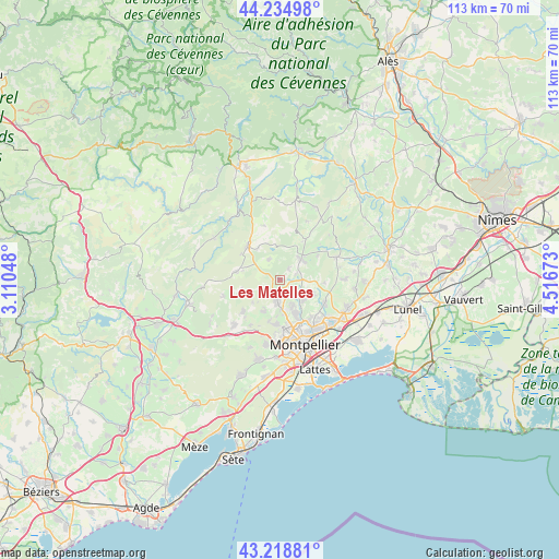 Les Matelles on map