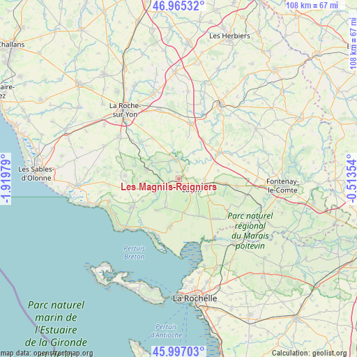 Les Magnils-Reigniers on map