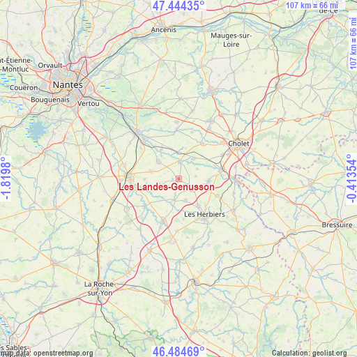 Les Landes-Genusson on map