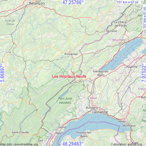 Les Hôpitaux-Neufs on map