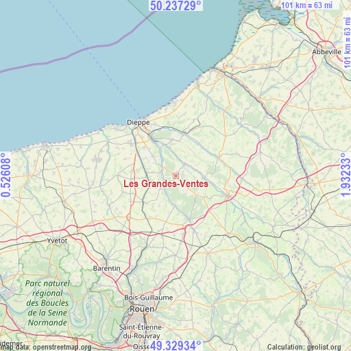 Les Grandes-Ventes on map