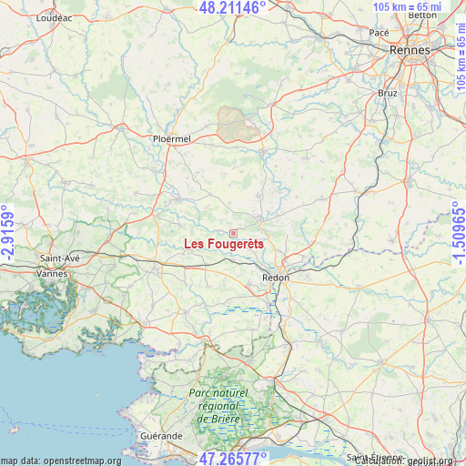 Les Fougerêts on map